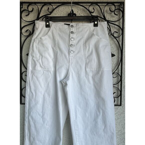 Veronica Beard Crossbow Crop Wide Crop High Rise Jeans - Size 32 - White - Picture 3 of 9